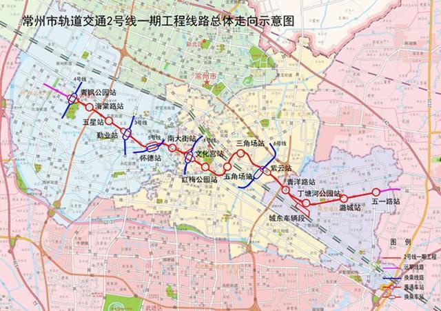 常州地铁:运营线路1条,在建线路1条,拟建线路12条