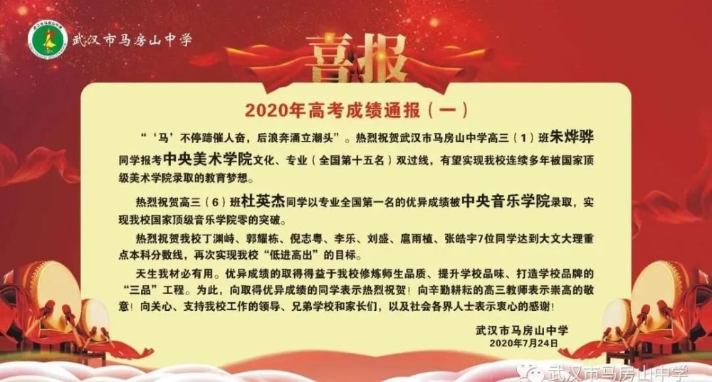 武汉市各高中学校高考喜报 武昌区 华中师大一附中 弘桥中学 弘桥中学