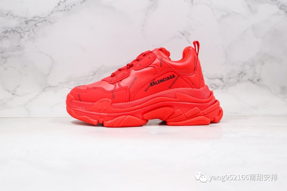 巴黎世家balenciaga triple s复古老爹鞋字母弹幕大红色