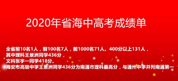 列南通大市第一名 江苏省通州高级中学 喜报 2020年高考成绩揭晓,我校