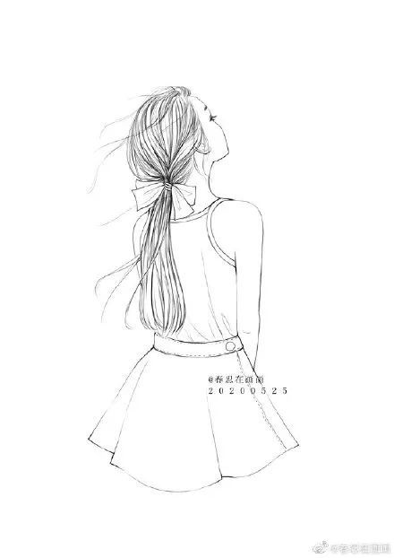 每天学一幅简笔画-夏天女生那迷人的背影线稿_腾讯新闻