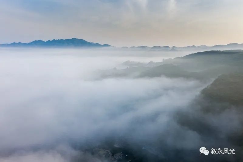 云山坝赏雾景,必须早起,在太阳尚未升起就要到达高处,选择好位置,看