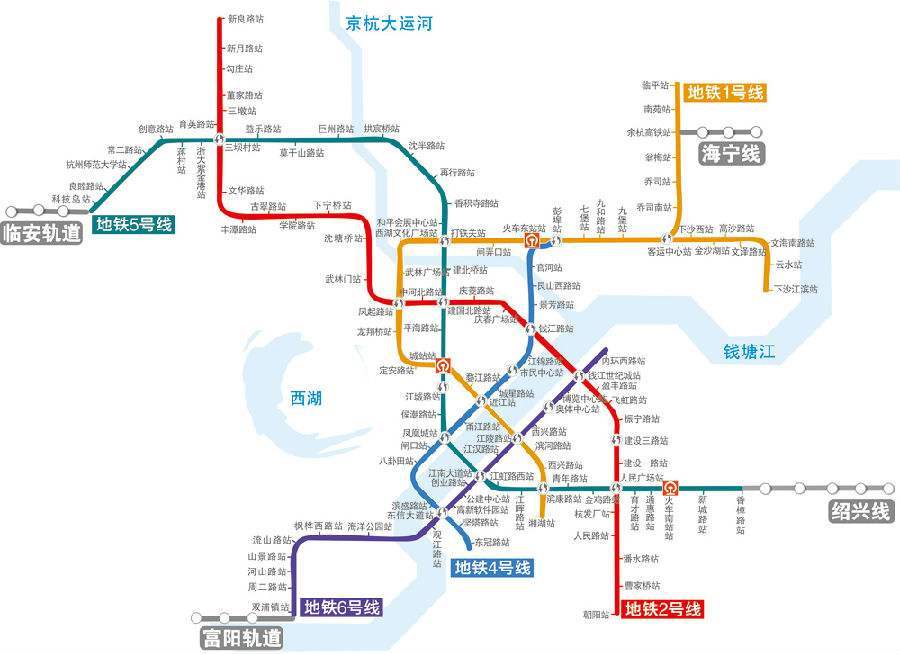 杭州地铁13条线路:10条轨道普线 1条轨道快线 2条市域线