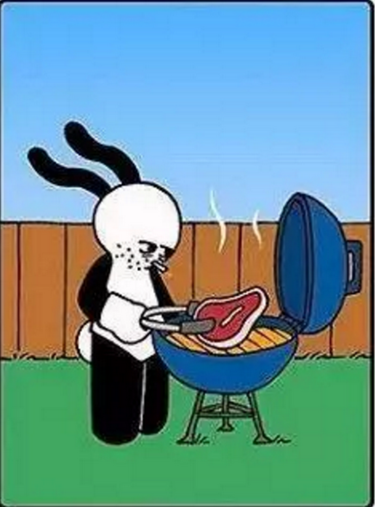 奇趣漫画:兔子在家煎着牛排,却闻到隔壁烤兔子的香味