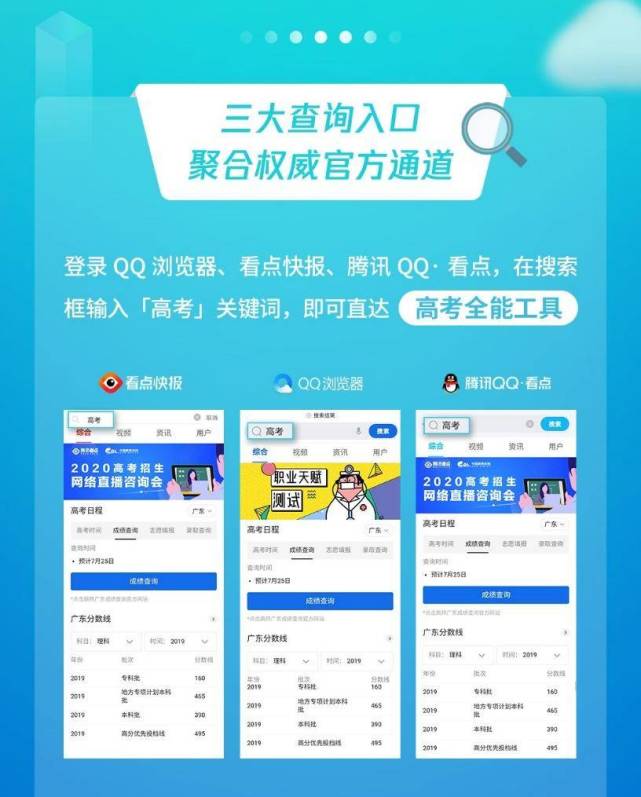 腾讯看点上线官方高考查分和志愿填报工具，为考生提供报考全程解决方案