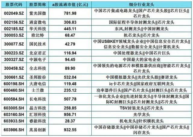 a股依旧是"高科技"当道?16家集成电路优秀龙头企业