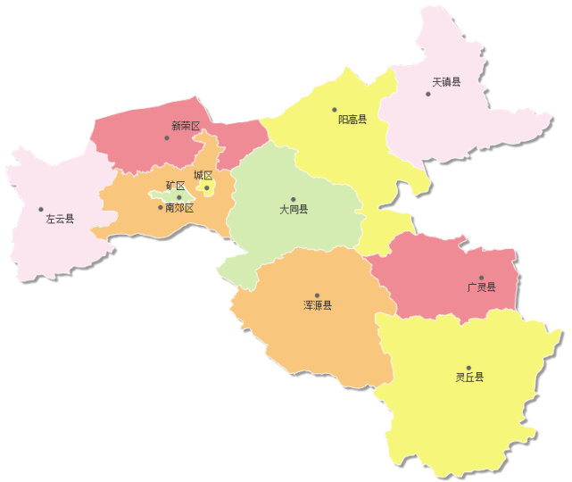 大同市行政地图