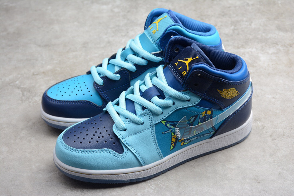 air jordan 1 mid gs"fly"aj纯原天堂冰蓝鸳鸯鞋