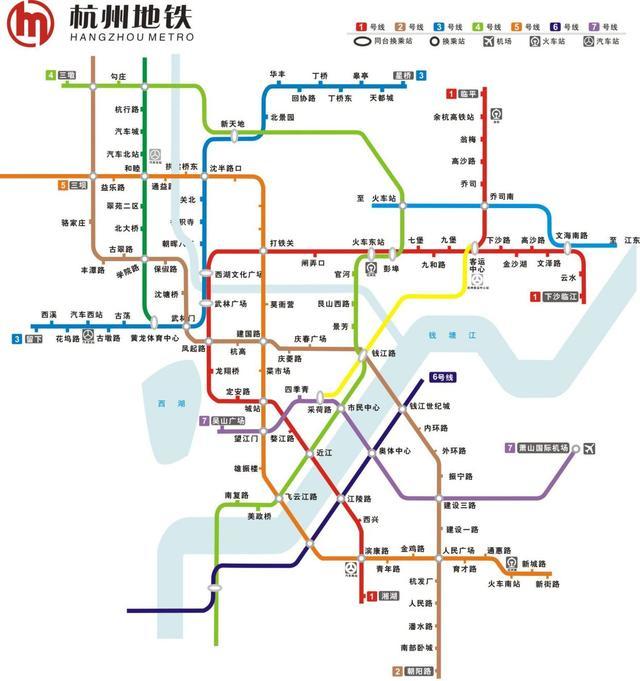 杭州机场轨道快线:余杭～西湖～拱墅～下城～江干～萧山
