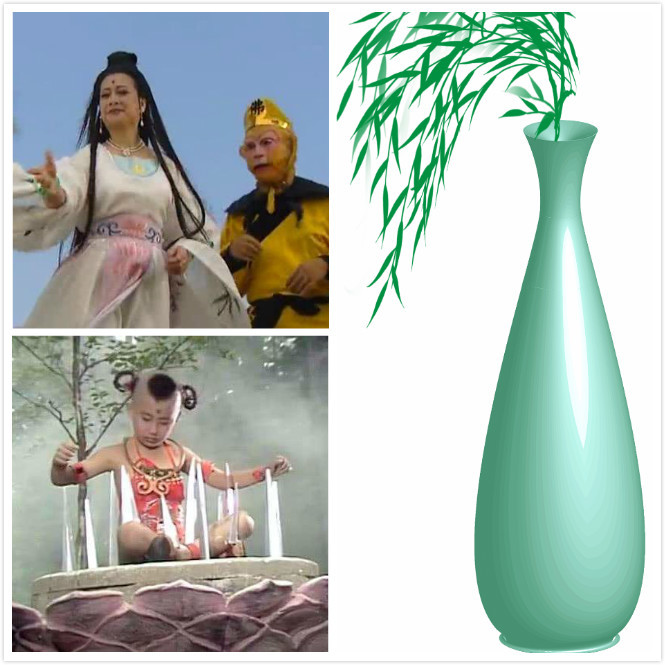 观音: 羊脂玉净瓶  花篮  莲花宝座