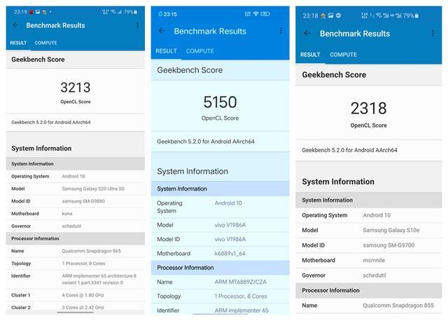 三星s20u/iqoo z1/三星s10e,实机跑分看性能差距_腾讯新闻