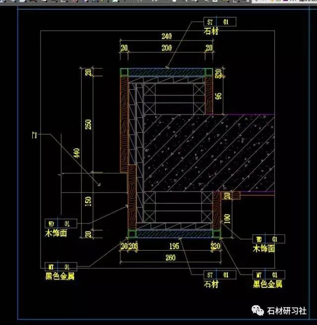 门套,在施工图绘制里边,属于比较难的剖面图.