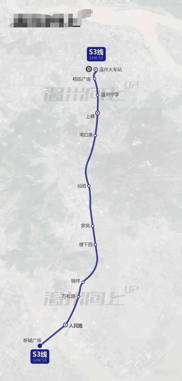 温州轨道交通s3线:温州站～鹿城～瓯海～瑞安～平阳