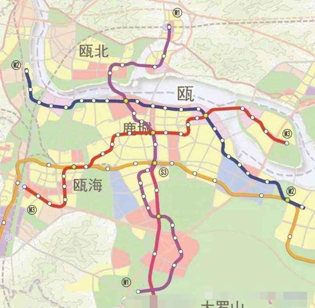 温州轨道交通m1线:永嘉县～鹿城区～瓯海区