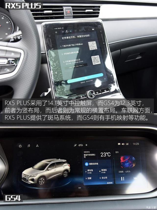 配置差异明显荣威RX5PLUS对比传祺GS4