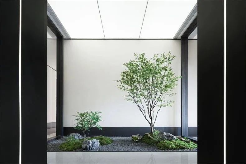 室内景观 过道处栽竹置石将自然之意引入室内.
