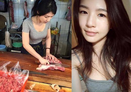 美女卖猪肉爆红 “猪肉西施”张采婕个人资料清纯生活照