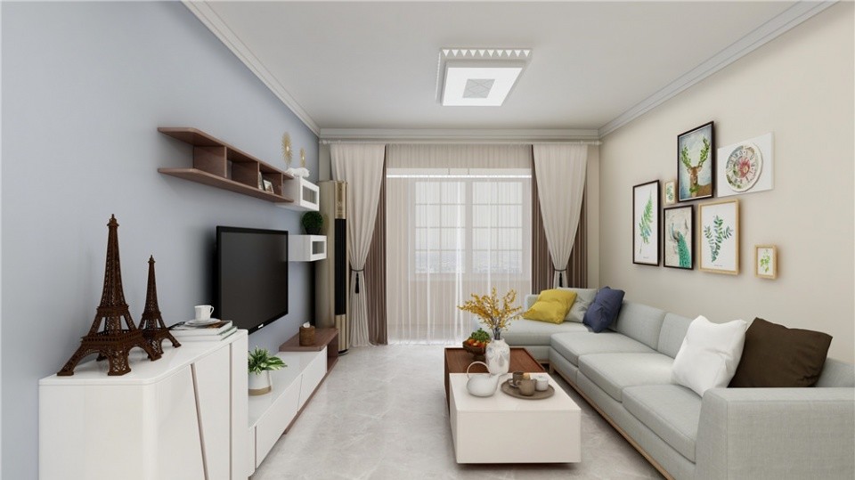博豪庭82平米的两室一厅一厨一卫,温暖又明亮的现代风格,设计简洁大气