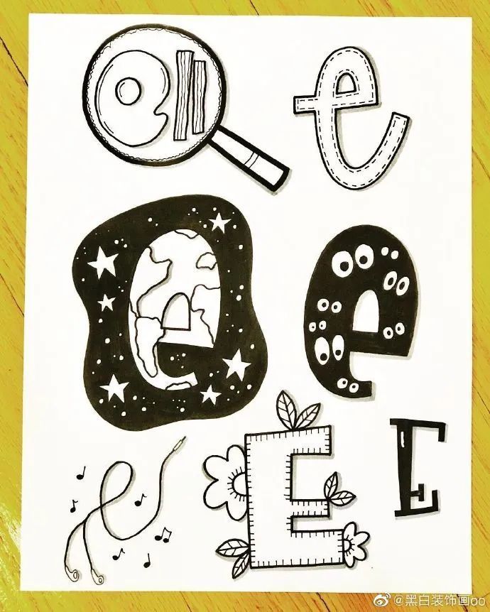 每天学一幅简笔画-史上最全最好看的字母设计手绘,你要的全都在里面