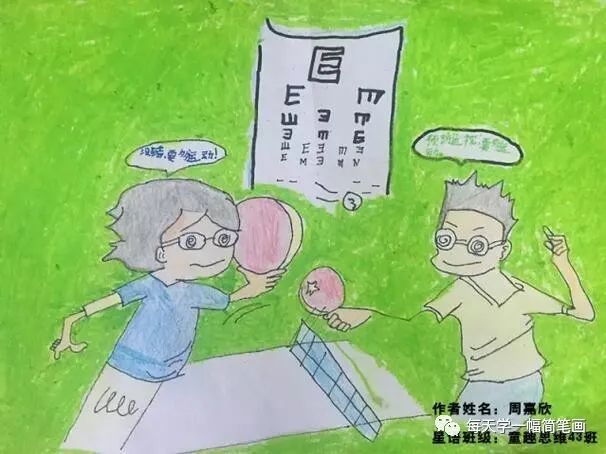 每天学一幅简笔画预防近视的儿童画