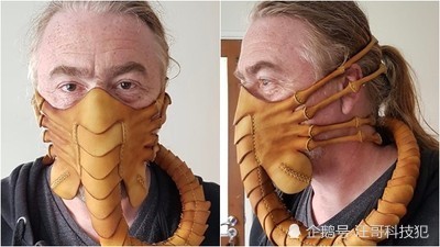 达人手工制作"异形抱脸虫"真皮口罩,网友:能让人保持安全距离的口罩