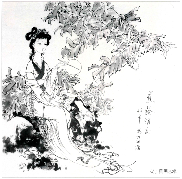 一组白描仕女画稿唯美优雅