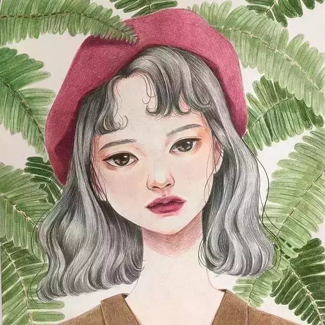 一组令人着迷的彩铅人物头像插画作品