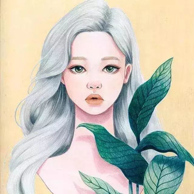 一组令人着迷的彩铅人物头像插画作品