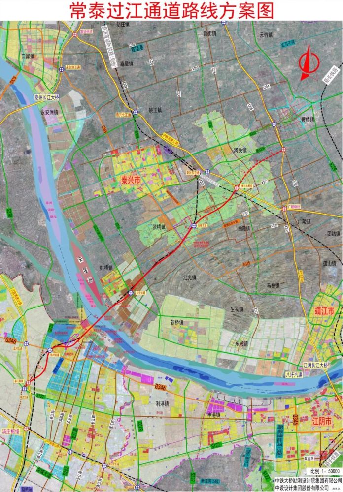 交叉处,向西南延伸至沪陕高速公路泰兴东枢纽,顺接常泰过江通道北接线