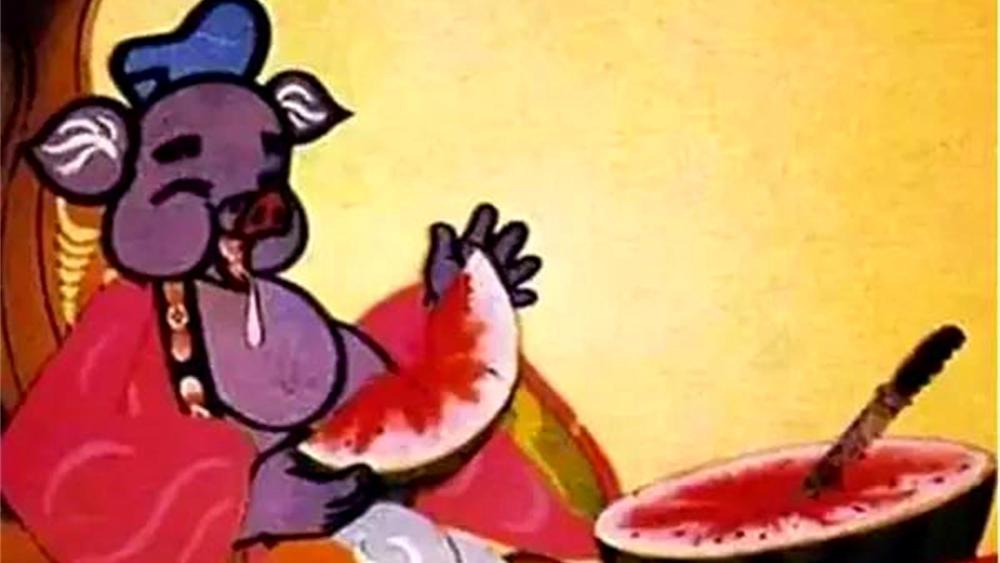 九,我国第一部彩色剪纸动画《猪八戒吃西瓜》