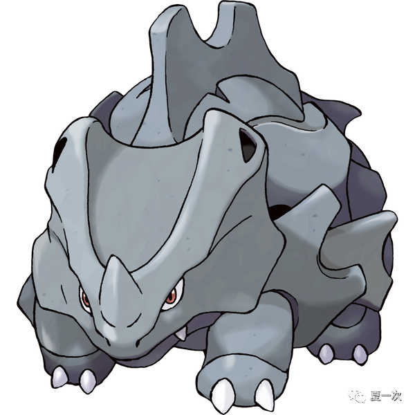 独角犀牛是一种四足兽形宝可梦,全身为灰色.