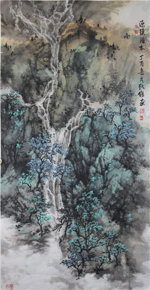 乌兰察布画家张维的山水画,取法高古,在烟云,雨雾与山川,屋舍中,尽显