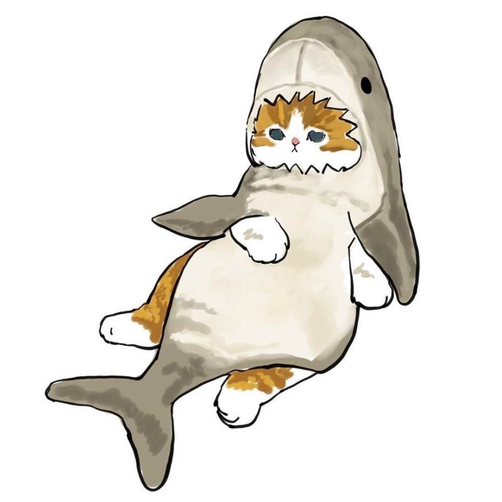 画师mofu_sand笔下的一组超可爱的大鲨鱼