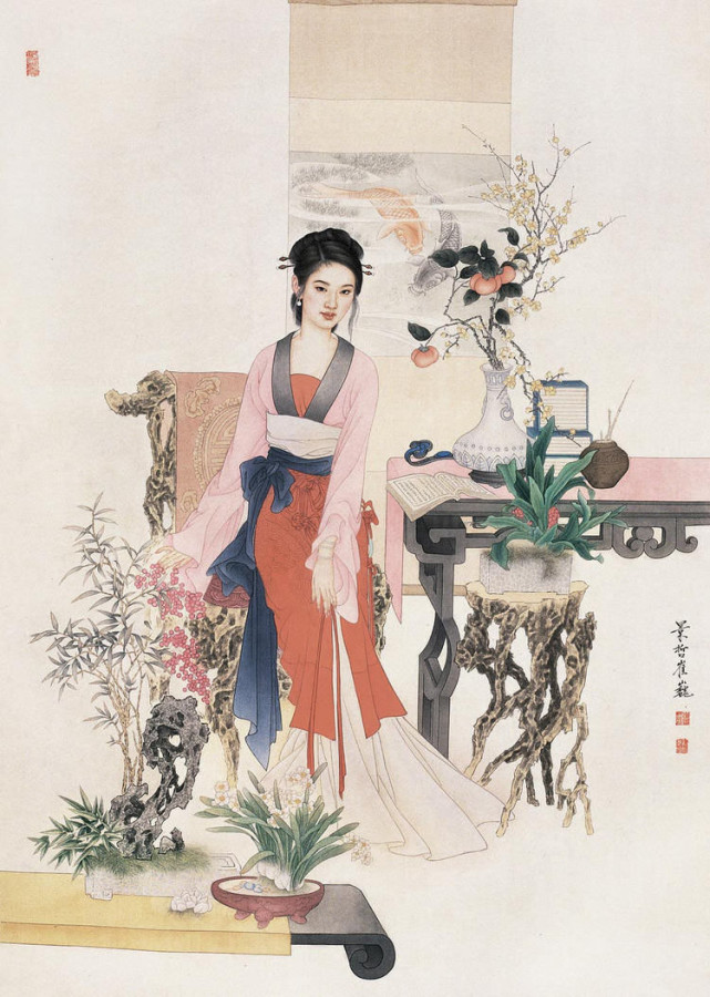 崔景哲工笔女性人物作品欣赏