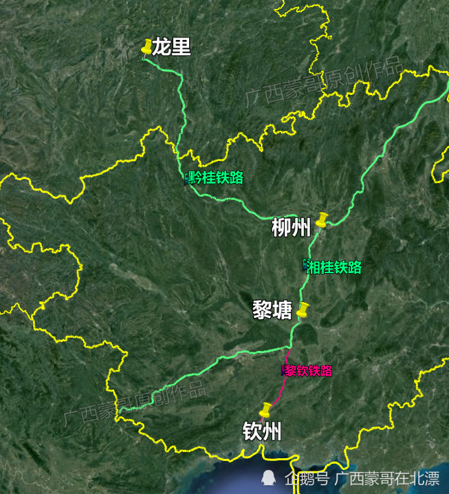 卫星图解:广西的西南出海大通道,通过铁路如何实现?