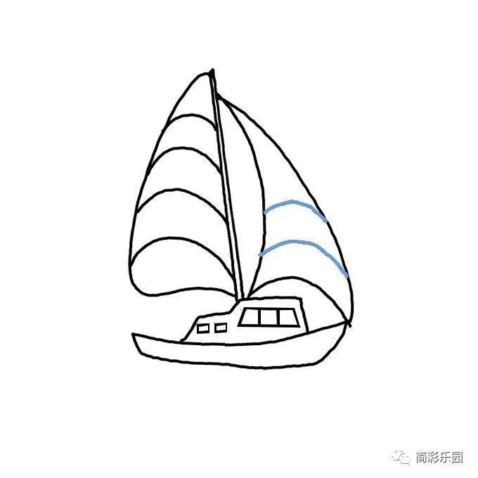 大海里帆船的画法-帆船简笔画教程