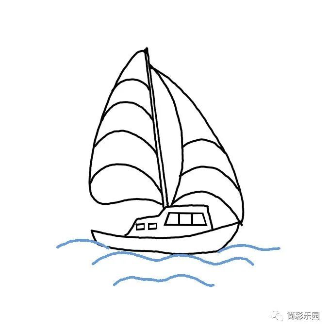 大海里帆船的画法帆船简笔画教程