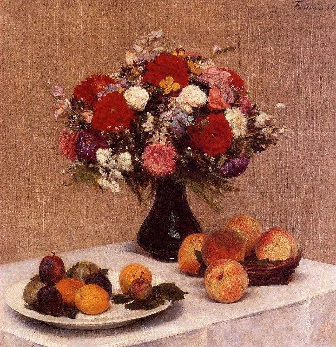 法国画家亨利方丹拉图尔色彩细腻丰富的水果静物油画作品欣赏