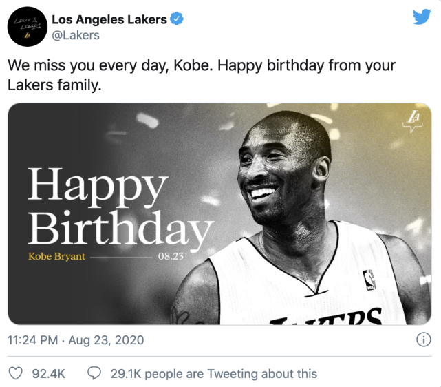 nba众星祝科比42岁生日快乐 艾弗森卡特马布里等人缅怀飞侠