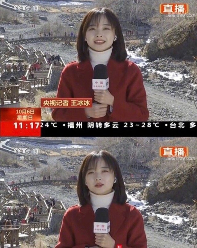 扛住央视的镜头的央视记者王冰冰靠颜值空降热搜,可爱初恋脸