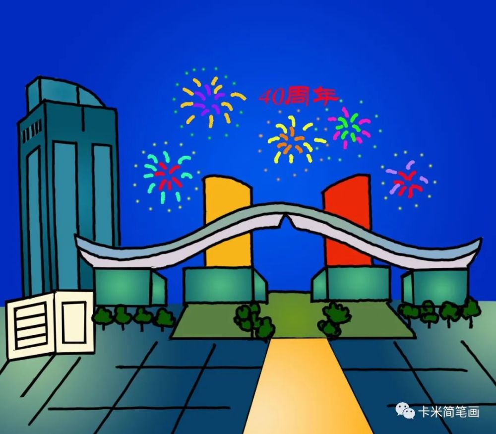 深圳城市简笔画-祝深圳40岁生日快乐