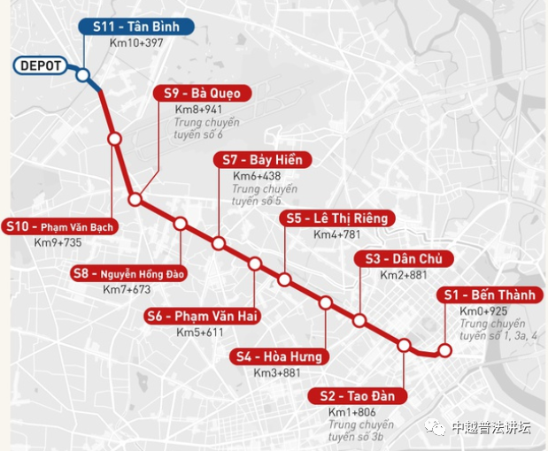 胡志明市地铁2号线线路图