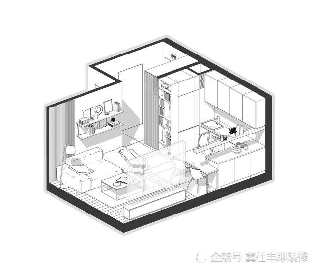37㎡小宅,紧凑不拥挤,客厅和卧室的电视背景墙漂亮又