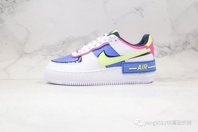 耐克nike air force 1低帮空军一号马卡龙白黑蓝绿