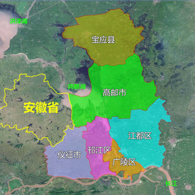 7张地形图,快速了解江苏省扬州各市辖区县市