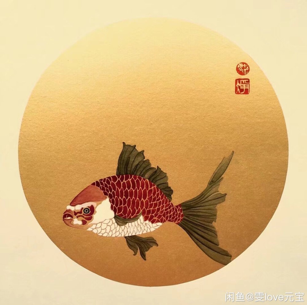 兰寿金鱼及金鱼工笔画作品欣赏
