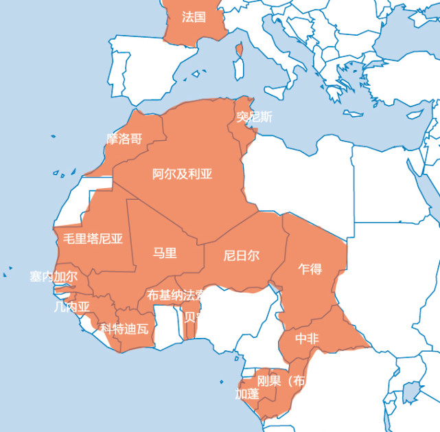 历史上法国在非洲的主要殖民地,其他还有马达加斯加,吉布提等
