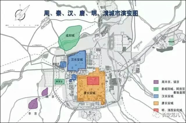 京(今西安西南),将都城从岐周迁至丰京;周武王时在沣水东岸建立了镐京