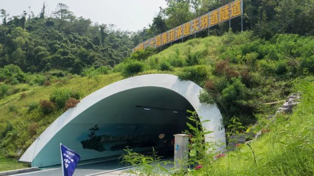 人非慢行隧道690米,净高8米,三条隧道北端,南端均采用削竹式洞门