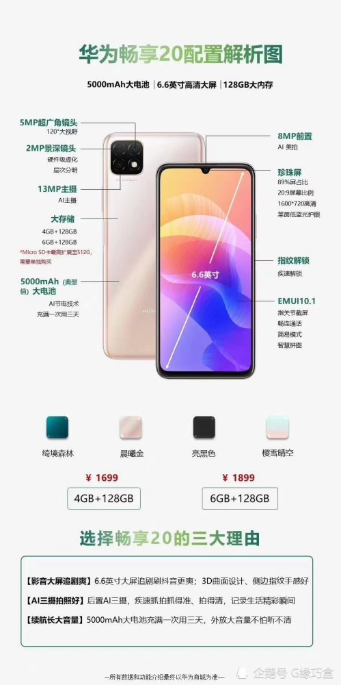 华为优畅享20参数配置,华为荣耀play5参数 华为今日发布畅享20新机,配置解析图已呈上
